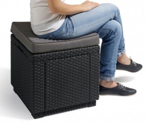 Пуфик Куб с подушкой (Cube with cushion) коричневый - серо-бежевый* в Игриме - igrim.ok-mebel.com | фото 2