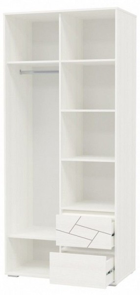 АДЕЛИНА Шкаф 2-х дверный с 2-мя ящ (белый рамух) в Игриме - igrim.ok-mebel.com | фото 2