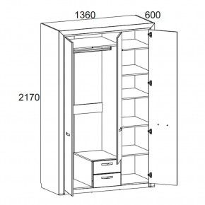 Шкаф 3D2S Z, OLIVIA, цвет вудлайн крем/дуб анкона в Игриме - igrim.ok-mebel.com | фото 1