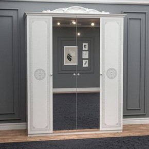 Шкаф 4-х дверный с зеркалами (12.244) Грация (белый/серебро) в Игриме - igrim.ok-mebel.com | фото