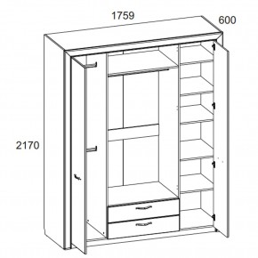 Шкаф 4D2S Z, OLIVIA, цвет вудлайн крем/дуб анкона в Игриме - igrim.ok-mebel.com | фото