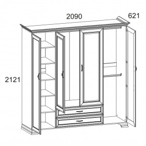 Шкаф 4D2S Z, TIFFANY, цвет вудлайн кремовый в Игриме - igrim.ok-mebel.com | фото