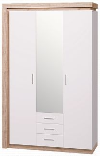 Шкаф для одежды с ящиками 3-х створчатый с зеркалом Люмен 15 в Игриме - igrim.ok-mebel.com | фото