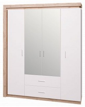 Шкаф для одежды с ящиками 4-х створчатый с зеркалом Люмен 16 в Игриме - igrim.ok-mebel.com | фото