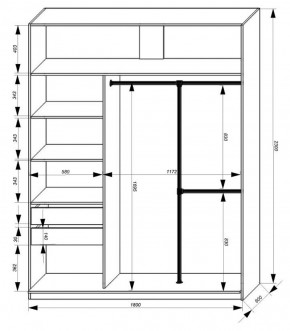 Шкаф-купе 1800 серии SOFT D8+D2+B2+PL4 (2 ящика+F обр.штанга) профиль «Графит» в Игриме - igrim.ok-mebel.com | фото 3