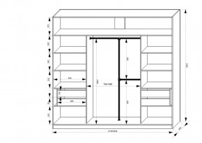 Шкаф-купе 2150 серии NEW CLASSIC K4+K4+K4+B22+PL4(по 2 ящика лев/прав+F обр.штанга) профиль «Капучино» в Игриме - igrim.ok-mebel.com | фото 3