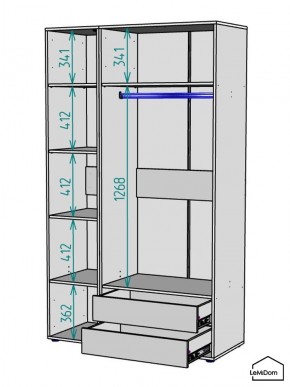 Шкаф Linnea MHR-3PO-2 2050х1200х510 (Белый-М 11.1.2) в Игриме - igrim.ok-mebel.com | фото 3