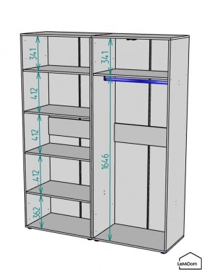 Шкаф Linnea MHR-4-1 2050х1600х510 (Графит-М 11.1.25) в Игриме - igrim.ok-mebel.com | фото 3