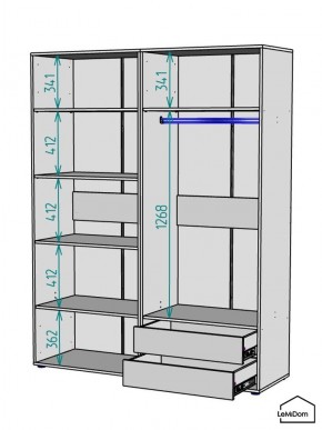 Шкаф Linnea MHR-4-2 2050х1600х510 (ДВ-М 11.1.25) в Игриме - igrim.ok-mebel.com | фото 3