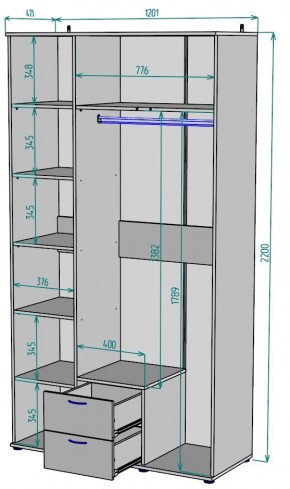 Шкаф Ольга H54 в Игриме - igrim.ok-mebel.com | фото 2