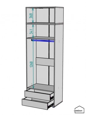 Шкаф с антресолью Linnea MHR-2A-3 2450х800х510 (Графит-М 11.1.25) в Игриме - igrim.ok-mebel.com | фото 3