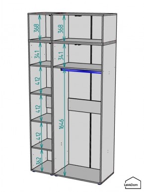 Шкаф с антресолью Linnea MHR-3A-1 2450х1200х510 (Графит-М 11.1.25) в Игриме - igrim.ok-mebel.com | фото 3