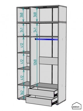 Шкаф с антресолью Linnea MHR-3A-2 2450х1200х510 (Графит-М 11.1.25) в Игриме - igrim.ok-mebel.com | фото 3
