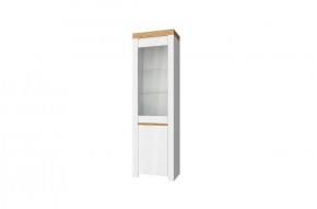 Шкаф с витриной  1V1D, TAURUS, цвет белый/дуб вотан в Игриме - igrim.ok-mebel.com | фото