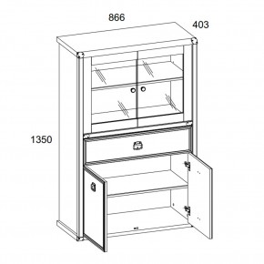 Шкаф с витриной 2V2D1SL, MAGELLAN, цвет Сосна винтаж в Игриме - igrim.ok-mebel.com | фото 3