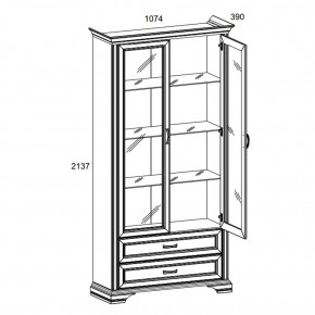 Шкаф с витриной 2V2S, MONAKO, цвет Сосна винтаж/дуб анкона в Игриме - igrim.ok-mebel.com | фото 2