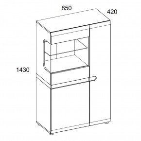 Шкаф с витриной 3D-1S/TYP 32, LINATE ,цвет белый/сонома трюфель в Игриме - igrim.ok-mebel.com | фото 2