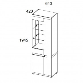 Шкаф с витриной 3D/TYP 01L, LINATE ,цвет белый/сонома трюфель в Игриме - igrim.ok-mebel.com | фото 2