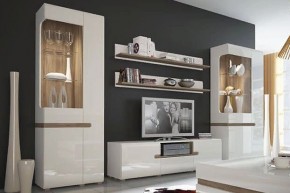 Шкаф с витриной 3D/TYP 01L, LINATE ,цвет белый/сонома трюфель в Игриме - igrim.ok-mebel.com | фото 3