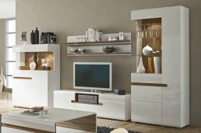 Шкаф с витриной 3D/TYP 01L, LINATE ,цвет белый/сонома трюфель в Игриме - igrim.ok-mebel.com | фото 4