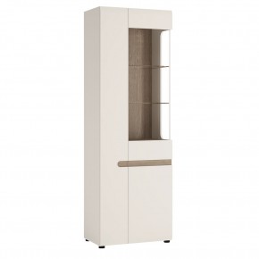 Шкаф с витриной 3D/TYP 01P, LINATE ,цвет белый/сонома трюфель в Игриме - igrim.ok-mebel.com | фото