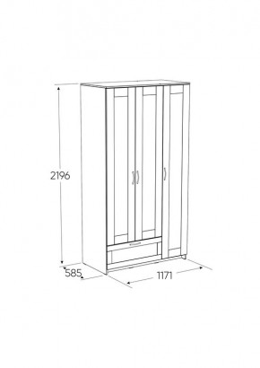 Шкаф СИРИУС трехдверный с одним выдвижным ящиком, цвет Белый в Игриме - igrim.ok-mebel.com | фото 2