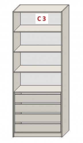 Шкаф СТАНДАРТ С3 4 ящика серия "ГЕСТИЯ" (Бежевый песок/Дуб Небраска натуральный) 800*520*2300 в Игриме - igrim.ok-mebel.com | фото 2