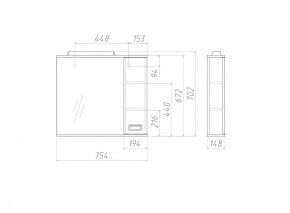 Шкаф-зеркало Cube 75 Эл. Правый Домино (DC5009HZ) в Игриме - igrim.ok-mebel.com | фото 3