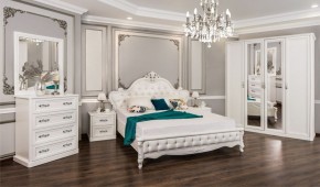 Спальня Мишель 3-х ств (белый матовый/экокожа) в Игриме - igrim.ok-mebel.com | фото