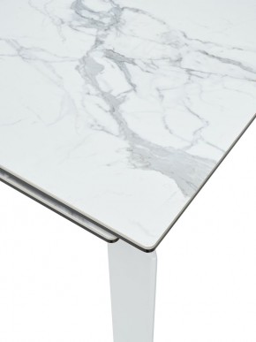 Стол CORNER 120 HIGH GLOSS STATUARIO керамика, стекло/ белый каркас, ®DISAUR в Игриме - igrim.ok-mebel.com | фото 2