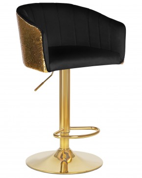 Стул барный DOBRIN DARCY GOLD SHINY, черный велюр с золотыми пайетками в Игриме - igrim.ok-mebel.com | фото