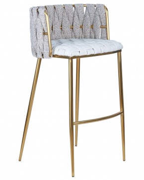 Стул барный DOBRIN EMMA GOLD, белый PU (T-01), белая ткань (F-49) в Игриме - igrim.ok-mebel.com | фото 2