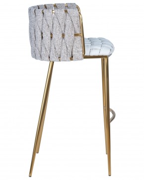 Стул барный DOBRIN EMMA GOLD, белый PU (T-01), белая ткань (F-49) в Игриме - igrim.ok-mebel.com | фото 3