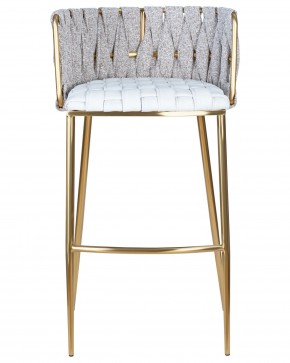 Стул барный DOBRIN EMMA GOLD, белый PU (T-01), белая ткань (F-49) в Игриме - igrim.ok-mebel.com | фото 5