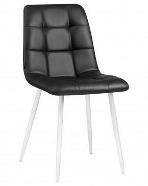 Стул обеденный DOBRIN ALEX, белые ножки, чёрная экокожа (P-01) в Игриме - igrim.ok-mebel.com | фото