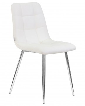 Стул обеденный DOBRIN ALEX, хром ножки, белая экокожа (P-02) в Игриме - igrim.ok-mebel.com | фото
