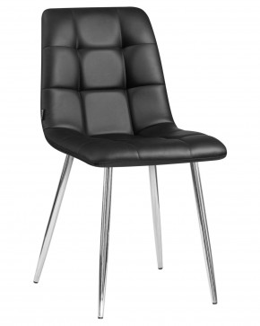Стул обеденный DOBRIN ALEX, хром ножки, чёрная экокожа (P-01) в Игриме - igrim.ok-mebel.com | фото