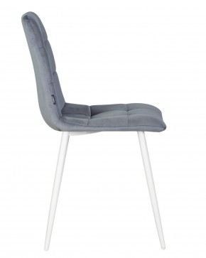 Стул обеденный DOBRIN CHILLY, Серо-голубой Holland 14, основание белое в Игриме - igrim.ok-mebel.com | фото 3