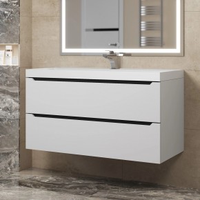 Тумба под раковину Uperwood Tanos 100 см, подвесная, белая/графит в Игриме - igrim.ok-mebel.com | фото