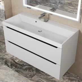 Тумба под раковину Uperwood Tanos 100 см, подвесная, белая/графит в Игриме - igrim.ok-mebel.com | фото 10