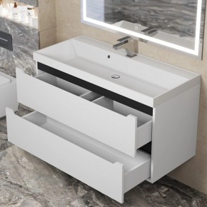 Тумба под раковину Uperwood Tanos 100 см, подвесная, белая/графит в Игриме - igrim.ok-mebel.com | фото 9
