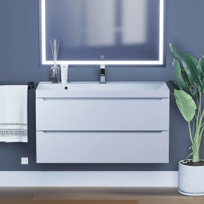 Тумба под раковину Uperwood Tanos 100 см, подвесная, белая матовая в Игриме - igrim.ok-mebel.com | фото
