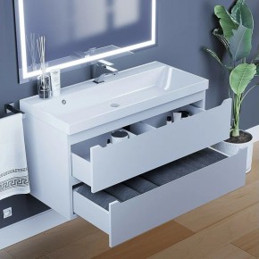 Тумба под раковину Uperwood Tanos 100 см, подвесная, белая матовая в Игриме - igrim.ok-mebel.com | фото 9