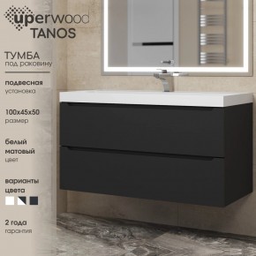 Тумба под раковину Uperwood Tanos 100 см, подвесная, черная матовая в Игриме - igrim.ok-mebel.com | фото 3