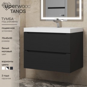 Тумба под раковину Uperwood Tanos 70 см, подвесная, черная матовая в Игриме - igrim.ok-mebel.com | фото 3