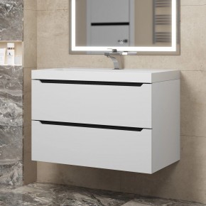 Тумба под раковину Uperwood Tanos 80 см, подвесная, белая/графит в Игриме - igrim.ok-mebel.com | фото