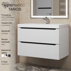 Тумба под раковину Uperwood Tanos 80 см, подвесная, белая/графит в Игриме - igrim.ok-mebel.com | фото 3