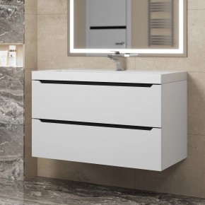 Тумба под раковину Uperwood Tanos 90 см, подвесная, белая/графит в Игриме - igrim.ok-mebel.com | фото