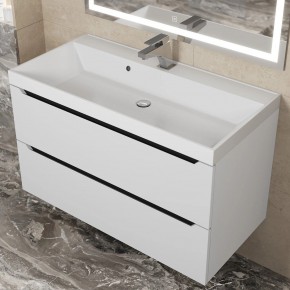 Тумба под раковину Uperwood Tanos 90 см, подвесная, белая/графит в Игриме - igrim.ok-mebel.com | фото 9