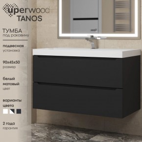 Тумба под раковину Uperwood Tanos 90 см, подвесная, черная матовая в Игриме - igrim.ok-mebel.com | фото 3